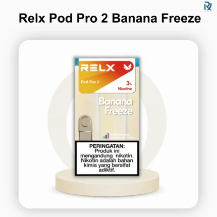 RELX Pod Pro 2 Banana Freeze 3% e-liquid pod packaging and vape capsule