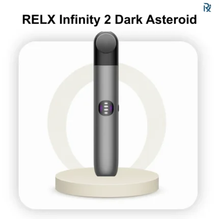 polished space gray metallic shell on a RELX Infinity 2 Dark Asteroid vape in a Dubai