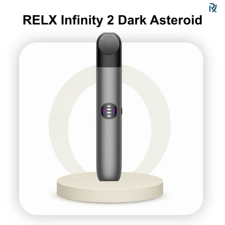 polished space gray metallic shell on a RELX Infinity 2 Dark Asteroid vape in a Dubai