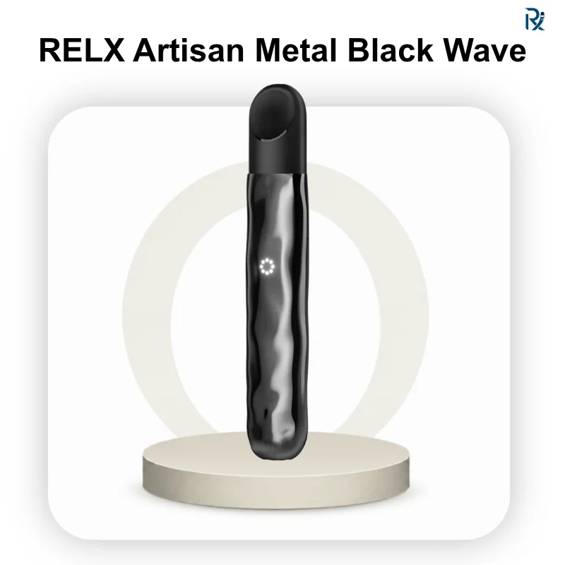 RELX Artisan Metal Black Wave Premium textured finish of RELX Artisan Metal Black Wave device kit on a luxury surface in Dubai