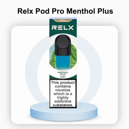 Two-pack blister card of authentic RELX Pod Pro Menthol Plus 18mg replacement cartridges ready for UAE shipping