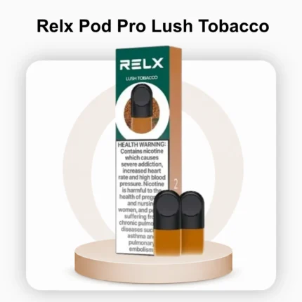 RELX Pod Pro Lush Tobacco 18mg cartridge pack with device compatibility label UAE