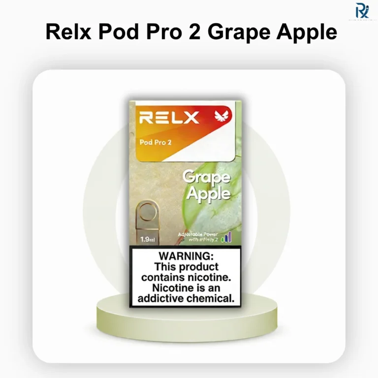 Relx Pod Pro 2 Grape Apple 3% pod being clicked into a RELX Infinity 2 vape kit