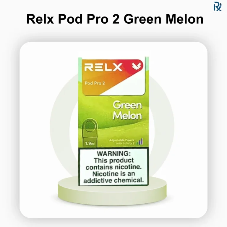A single RELX Pod Pro 2 Green Melon vape capsule showing the light green flavor ring.