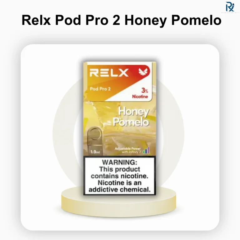 A single 3 percent flavor RELX Pod Pro 2 Honey Pomelo capsule next to fresh citrus slices.