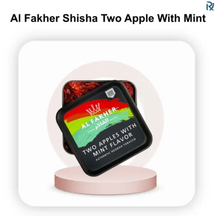 A stack of multiple 1kg Al Fakher Two Apples with Mint shisha tobacco tubs arranged for wholesale distribution inventory.