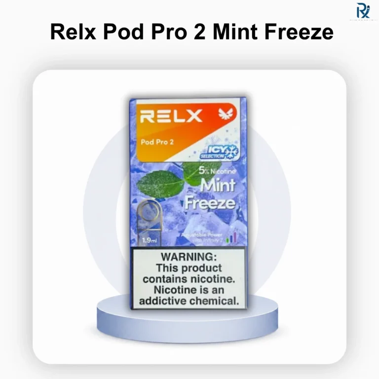 Stock pile of Relx Pod Pro 2 Mint Freeze 5 percent boxes showing wholesale prices