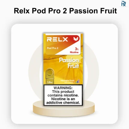 Close-up of the official security scratch code on an original box of Relx Pod Pro 2 Passion Fruit pods