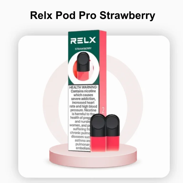 RELX Pod Pro Strawberry 18mg pod package on a clean white background.