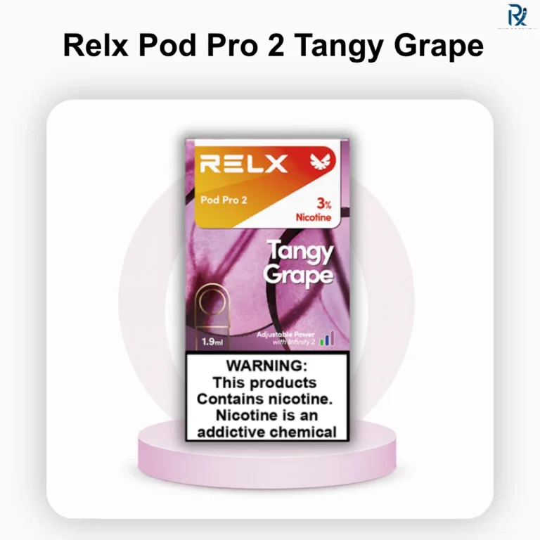 RELX Pod Pro 2 Tangy Grape 3 percent nicotine pod packaging and single pod