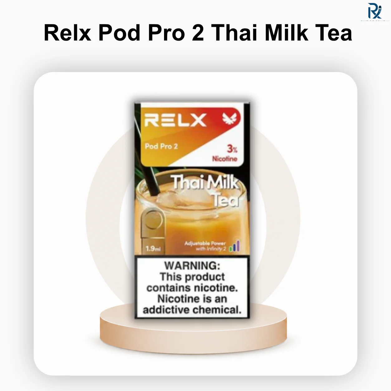 Relx Pod Pro 2 Thai Milk Tea 3 percent nicotine pod package on a clean retail store shelf